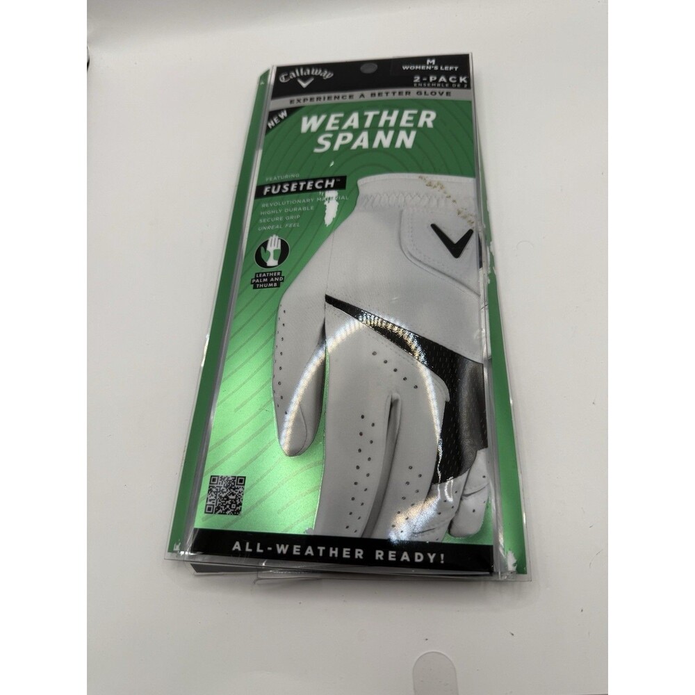 Callaway Women Weather Spann 2-Pack Golf Glove White - Left Hand - Open Box